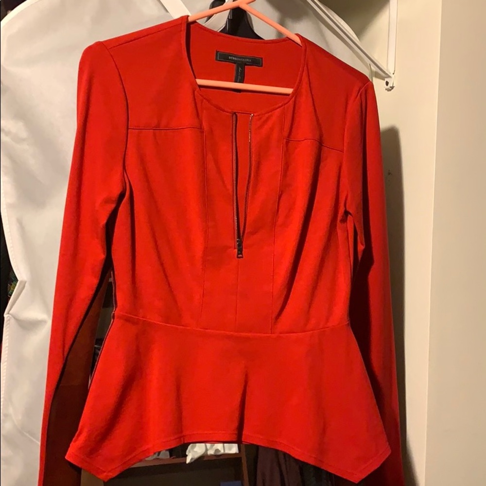 Red zip up shirt